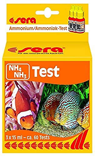 sera 04910 Ammonium/Ammoniak Test (NH4/NH3), Wassertest für ca. 60 Messungen, misst zuverlässig und genau Ammonium und Ammoniak, für Süß- & Meerwasser, im Aquarium oder Teich, 45 ml (1er Pack)