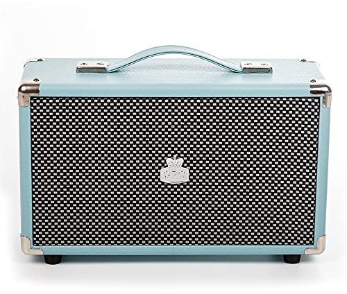 GPO Westwood Retro 25 Watt Lautsprecher mit Subwoofer, Cinch-Eingang, Bluetooth mit Retro-Gitter und Tragegriff - Blau