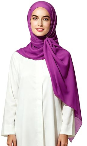 Lina & Lily Bubble Crepe Chiffon Damen Muslim Hijab Kopftuch Schal Turban, Stoff Leicht Undurchsichtig