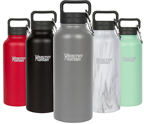 Healthy Human Stainless Steel Water Bottle | Double Walled Vacuum Insulated Water Thermos for Adults | Eco-Friendly Travel Bottles with Leak Proof Lid (Slate Gray, 32 oz/946ML)