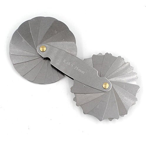 Radius Gauge R15-25mm 30 Leaves Metric Stainless Steel Test Ulnar