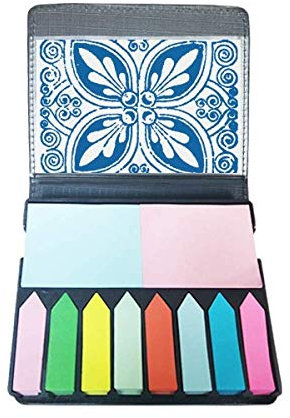 Talavera Blumen-Ilustrations-Muster, selbstklebend, für Notizzettel, Farbe Blau
