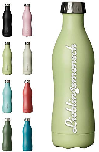 Dowabo Edelstahl Thermoflasche 750ml XXL Gravur Personalisiert mit Name oder Wunschtext - Grasshopper