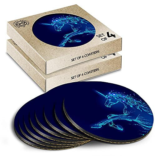 8 x Eco Boxed Cork Coasters - Mythical Magical Unicorn Drink Cup Mug Glass Table Mat #16782