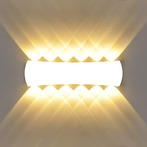 KAWELL 12W Modern Wandlampe LED Wandleuchte Up Down LED Wandbeleuchtung | Aluminium, Innen Außen, Wasserdicht IP65, für Schlafzimmer Badezimmer Treppen Veranda Flur Korridor Wohnzimmer
