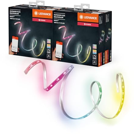 LEDVANCE Smarter Outdoor Lightstrip, LED Streifen mit ZigBee und IP65, 5m Länge, warmweiß bis tageslicht (2000K-6500K), RGB Farbwechsel (16 Mio Farben), kompatibel mit Alexa, 4er-Pack