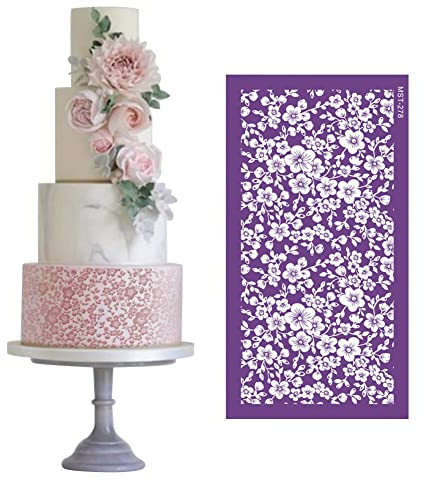 Kuchen Dekoration Schablonen Torten Schablonen Spitze Fondant Zubehör,Blumen kuchenvorlagen DIY Buttercreme Schablon Floral Spitze Kuchen Backen Schablonen für Geburtstag Hochzeit Kuchendekoration