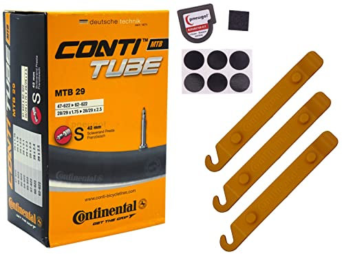 1x Fahrrad-Schlauch Continental MTB 29 Zoll 54-622 (29x2.10) Sclaverand-Ventil 42mm +3X Conti Reifenheber +pneugo! Reparatur-Kit