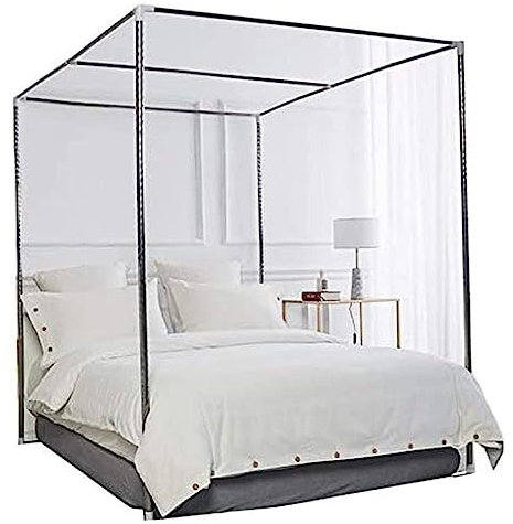 TEmkin Himmelbett Moskitonetzhalter Vier Eckbett,Edelstahl Baldachin Moskitonetz Baldachin Rahmen, Bettüberdachung, Gestell für Twin/Full/Queen/California King,16mm,1×2m(3.2×6.5ft) Bed