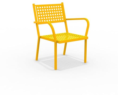 MONDO VIRO Niedriger Sessel aus Metall für den Garten, Alice, stapelbar, 65 x 63 cm, Höhe 77 cm (Gelb, 6)