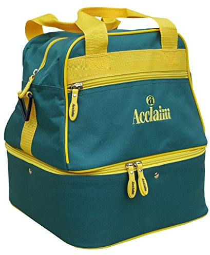 Acclaim Staple Mini Nylon Double Decker Four Bowls All Round Lawn Carpet Bowling Bag with Shoulder Strap New 2024 Model (Bottle Green/Yellow)
