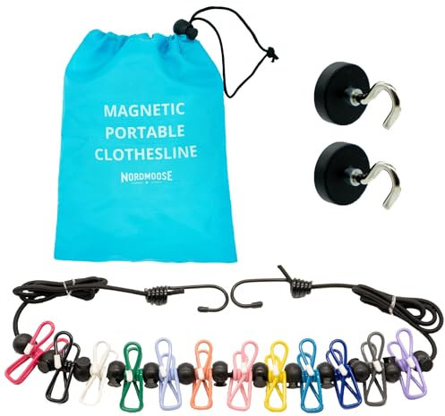 Magnetic Clothesline for Cruise Ship Cabin Approved - Strong Rubber Coated Non-Scratch Magnets, Travel Clothesline for Cruise Ship