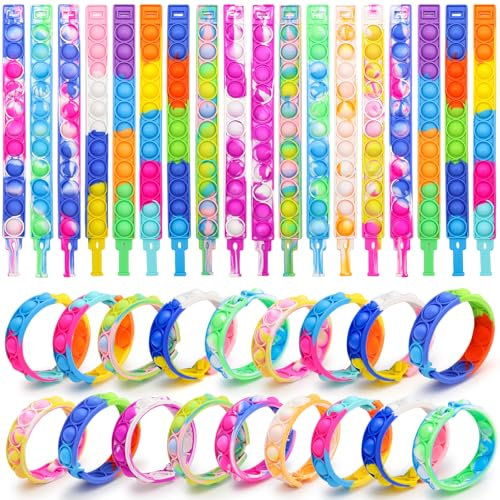 XIANGLONGY 36 Piezas Pulseras Pop It, Regalos de Fiesta de Silicona para Niños, Pulseras Pop It Coloridas Adecuadas para Regalitos de Cumpleaños