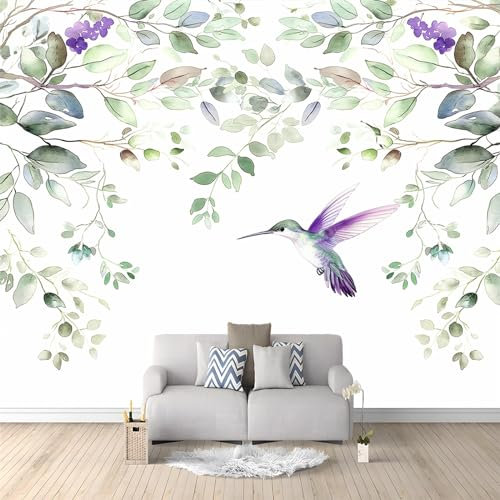 Fototapete Kolibri-Blume 400 x 280cm 3D Vliestapete Wandbild, Mustertapete Moderne Wandtapete, Wohnzimmer Schlafzimmer Kinderzimmer Büro Flur Wanddeko