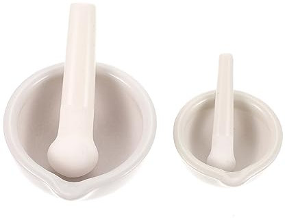 VILLFUL 2sätze Keramik Set Mit Ergonomischem Stößel Porzellan Medizin Für Gewürze Und Tabletten Zermahlen Langlebige Mahlmörser Schüsseln Für Pharmazie Und Küche
