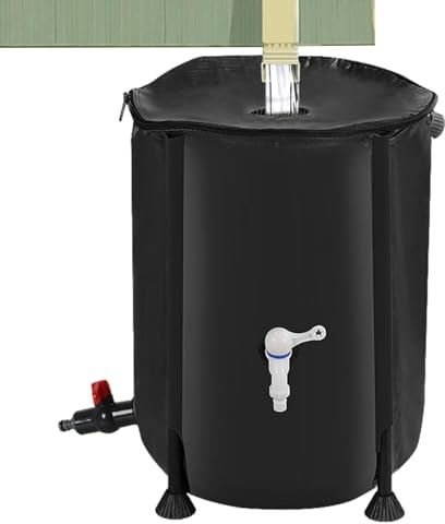 Collettore di pioggia - fusti raccoglitori di acqua piovana | recupero acqua con serbatoio di stoccaggio, kit di troppopieno e rubinetto con filtro per giardino ed esterno