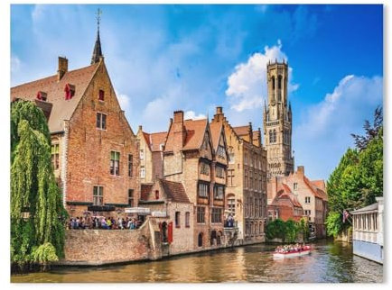BEAYODKP Das Venedig des Nordens, Stadtbild von Brügge, Belgien,Malen Nach Zahlen-Ölgemälde Geschenk Für Erwachsene Kinder Malen Nach Zahlen Kits Home Haus Dekor（20x30cm） 7.8x11.8 Zoll-677