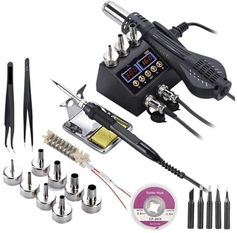 WESLNN Soldering Station 2 In 1 LCD Digital Display Soldering Iron Hot Air Gun For Cell-phone BGA SMD IC Repair Solder Tools(8898 KIT6)