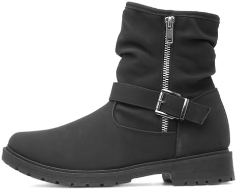 Lilley Women's Black Buckle Zip Up Ankle Boots - Size 8 UK - Black