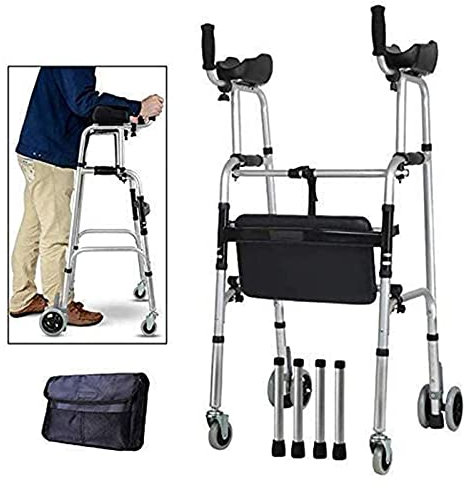MZYSGFCY Gehgestell mit Armlehnenstütze, zusammenklappbarer Gehwagen für Senioren, Rollator mit 4 Rädern, Gehhilfe für Senioren zum Gehen, B Zusammenklappbar und leicht zu tragen (A)