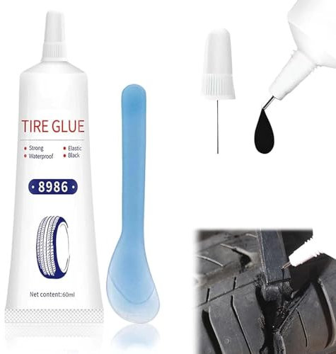 QEEROYO Reifenreparaturkleber, Reifenkleber Autoreifen, 60 ml Reifenreparatur Kleber, Hohe Temperaturbeständigkeit, Reifendichtmittel für Auto/Motorrad/Fahrrad, Repariert Schnell Reifenrisse, Löcher