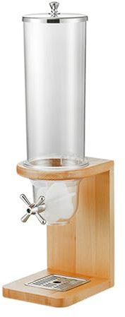 Dry Food Dispenser, 4L/8L/12L Cereal Dispenser Countertop Cereal Containers Storage Dispenser with PC Barrel and Wood Base for Rice, Candy, Bean, Nuts,Single