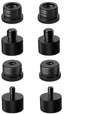 Etour 8 Pcs Mic Stand Adapter Set 5/8 Female to 3/8 Male, 3/8 Female to 5/8 Male, 5/8 Female to 1/4 Male and 1/4 Female to 5/8 Male Screw Thread Adapter Mic Thread Adapter Kit for Microphone