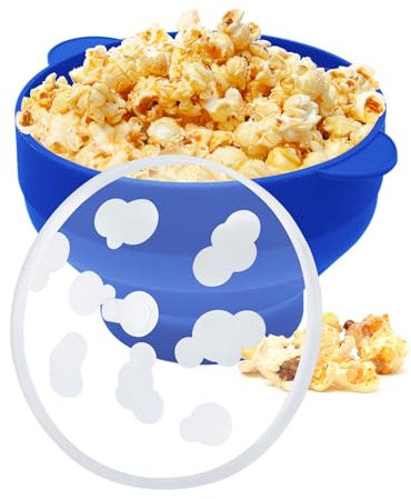Palomitas de maíz de silicona, plegable, para noches de cine familiares (azul)