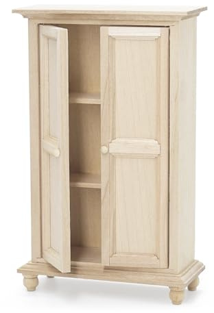 Odoria Puppenhaus Schrank Miniatur Kleiderschrank: 1/12 Maßstab Wandschrank für 15 cm Puppen Schlafzimmer Viktorianisch Vintage - Mini Garderobenschränke Antik Möbel Holz Unlackiert
