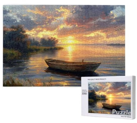 See Puzzle 1000 Teile Erwachsene, Groß Puzzle Boot Muster Design, Holz Jigsaw 75x50cm Size mit Geschenkboxverpackung for Wanddeko Wohnzimmer, Geschenke für Frauen, Geschenke für Männer,Model1536