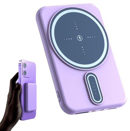 Chargeur sans fil magnétique - Banque d'alimentation à charge rapide de 10 000 mAh, station de batterie magnétique sans fil, chargeur de téléphone compact, coussinet de charge