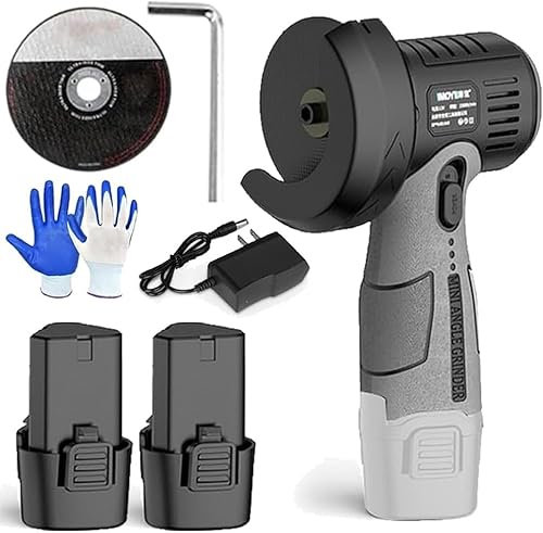 Mini Amoladora Angular de 12 V con Disco de Corte, Kit Multifuncional Inalámbrico - Batería de 1500 Mah - Amoladora de 15 000 RPM, Cortadora Eléctrica de Mano con Cuchilla de Corte(Two Batteries)
