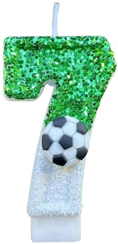 DazzJoy Fußball Kerze 7 Geburtstag Junge Deko, Fussball Geburtstagskerzen Zahlen 7. Geburtstag Junge, Geburtstagskerze 7 Jahre Jungen, Zahlenkerze 7 Grün(ca.7,2cm)