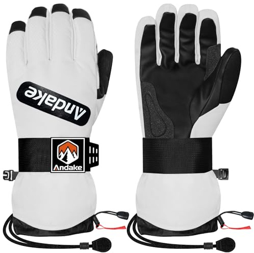 Andake Guantes de esquí de Invierno para Hombres, Mujeres y jóvenes, Guantes de Nieve Impermeables y aislados para Clima frío, Guantes de esquí Profesionales para esquí, Snowboard y Deportes de