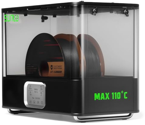 SainSmart SUNLU E2 Filamenttrockner Box, 110°C Max. Temperatur, 500W PTC-Heizung, 3-in-1 Trocknen + Tempern + Entfeuchten, Doppelkammer mit Dichtung, kompatibel mit PLA, ABS, PC, PA-CF, GF, FR-ABS