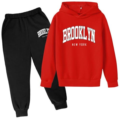 Sweat à Capuche Lettre Imprimé Manches Longues Survetement Enfant Garcon, Ensemble Jogging Hiver Chaud Mode 2 Pièces, Streetwear Survêtements Garçon, Ensemble à Capuche Et Pantalon de SurvêTement