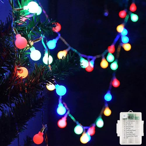 Laihur Fairy Lights Battery Operated, 4M 40LED Battery Fairy Lights Timer | with 8 Lighting Modes, Fairy Light Battery for Patio, Party, Halloween, Christmas (Multi-Coloured)