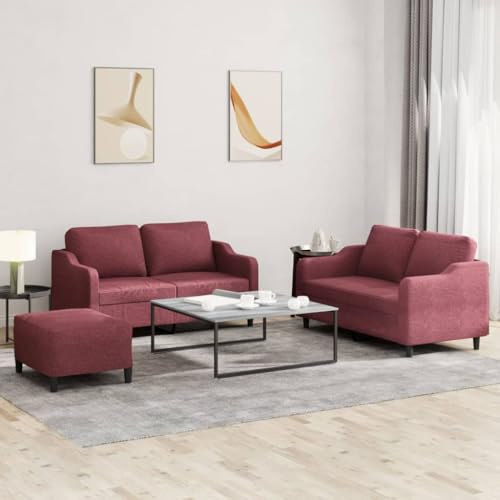 WEMYUFURN Moderne 3-teilige Sofagarnitur aus strapazierfähigem Stoff mit Hocker, atmungsaktiv und langlebig für Wohnzimmer, grau