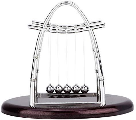 Phefop Science Balance Ball, Metal Newtons Swing Ball Physics Educational Desktop Ornament for Adults Teens School Education Home Office Desk Gifts Stress Relief (L)