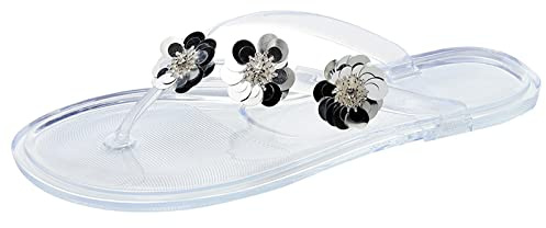 Zapatos de playa para mujer, elegantes, separadores de dedos para mujer, con plantilla, chanclas brillantes, sandalias de flores, sandalias planas modernas, antideslizantes, ligeras, informales, para