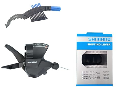 maxxi4you Shimano SL-M315 - Leva del cambio a 8 velocità, con spazzola per catena per bicicletta, colore: Nero