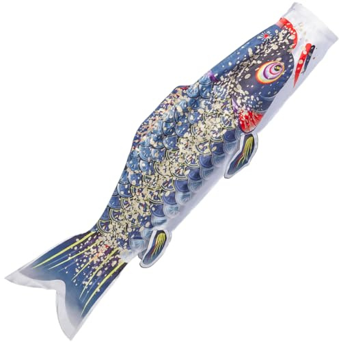 GORGECRAFT 131cm Japanese Carp Fish Shaped Windsock Embroidered Stripes Decorations for Holiday Party Shop Patio Lawn Bar Outdoor Hanging Decor