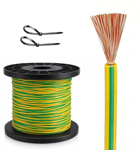 2,5/4/6/10 Mm² Jordkabel, 320 FT Flexibel Kopparbeklädd Aluminiumjordledning 12 AWG Gulgrön PVC-isolerad Elektrisk Ledning For Solenergi, Elektrisk Jordning Och Belysning(4 mm²)