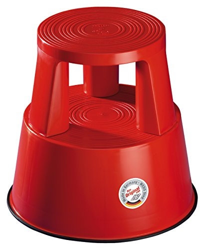 WEDO Rollhocker STEP aus bruchfestem Kunststoff - rollbarer Elefantenfuß Tritthocker, TÜV GS-geprüft, Made in Germany, rutschfest - Höhe ca. 43 cm, Tragkraft 150 kg, Farbe Rot