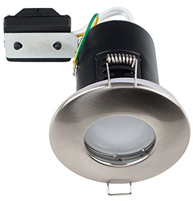 MiniSun | Pack of 4 Fire Rated Bathroom/Shower IP65 Brushed Chrome Domed GU10 Ceiling Downlights | Bathroom & Home Improvements Essential | Mains Wired