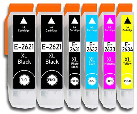 6 XL Druckerpatronen mit CHIP und Füllstandanzeige für Epson Expression Premium XP-510, XP-520, XP-600, XP-605, XP-610, XP-615, XP-620, XP-625, XP-700, XP-710, XP-720, XP-800, XP-810, XP-820