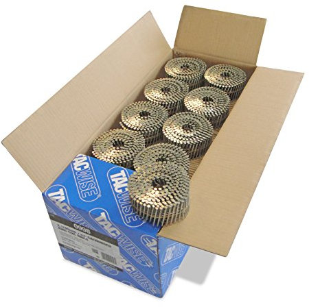 Tacwise 0998 Clous en Rouleau Galvanisés à Tête Plate de Type 2,1 / 45 mm, Pointe en Diamant, Tige Annelée, Inclinés à 16°, Reliés en Fil, Lot de 14.400