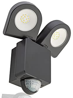HUBER LED Strahler mit Bewegungsmelder 180° 18W, 2400lm, Matrixlinsen und Bereichsbegrenzung, Wandmontage, IP65, anthrazit