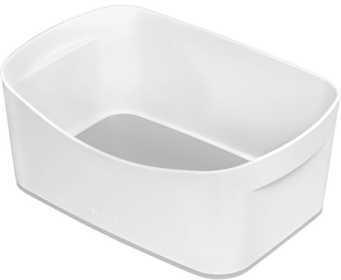 Leitz MyBox Storage Tray, Matt Finish, Waterproof Storage Box, BPA Free and Food Safe, White/Grey, 52571001