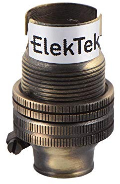 ElekTek B15 SBC Brushed Antique Brass 1/2 Entry Miniature Lamp Bulb Holder Shade Ring - NOT SUITABLE for B22 Lamp/Light Bulbs - Made in UK